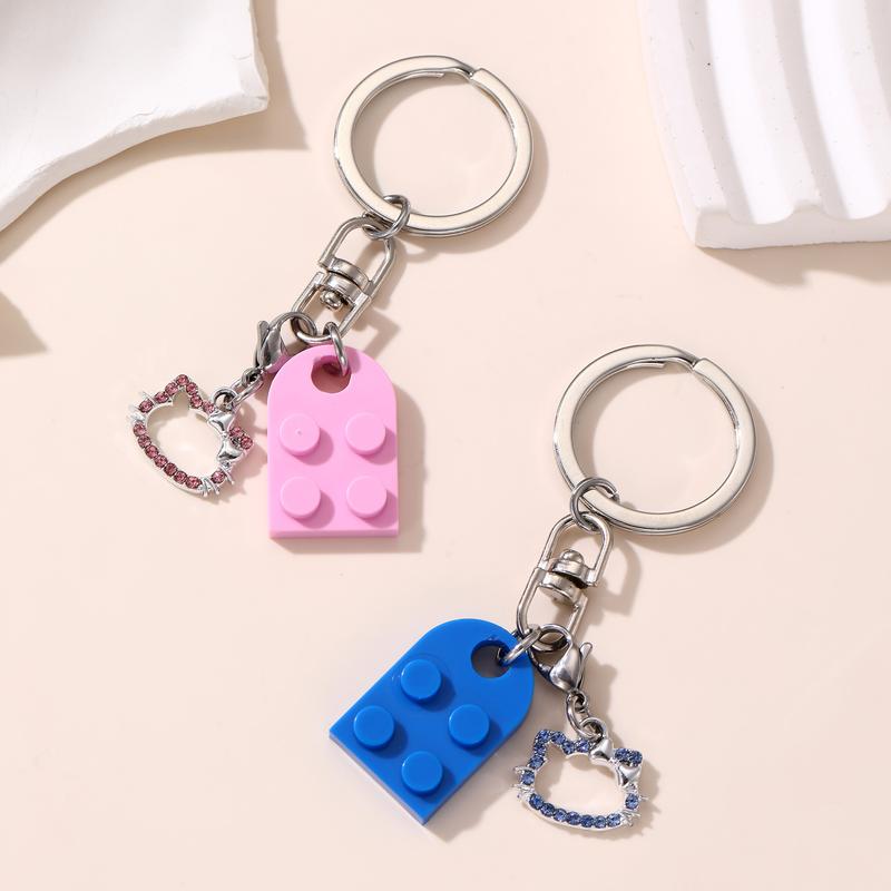 Matching Heart Keychains for Couples Best Friends Brick Heart Keychain Set with Spider Charms Christmas Valentines Day Gifts