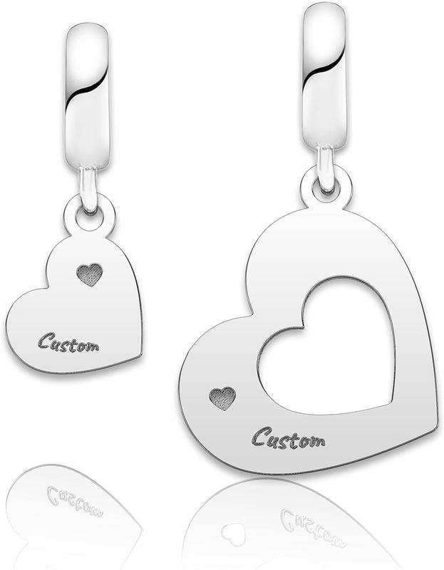 QueenCharms Initial A-Z Letter Charm Golden Heart Alphabet Dangle Beads for Bracelets & Necklaces