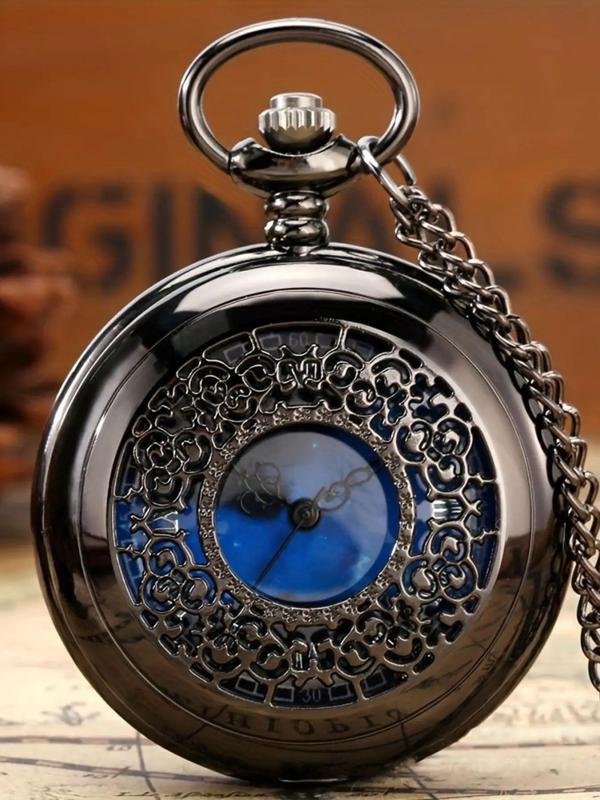 Vintage Hollow Out Design Quartz Pocket Watch, Fashionable Round Dial Analog Watch for Women & Girls, Trendy  Exquisite Watch for Birthday Gift without Box