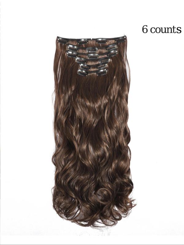 Long Wavy Clip-in Hair Extensions, Natural Fluffy Synthetic Hair Extensions for Women, Synthetic Hair Piece for Daily Use