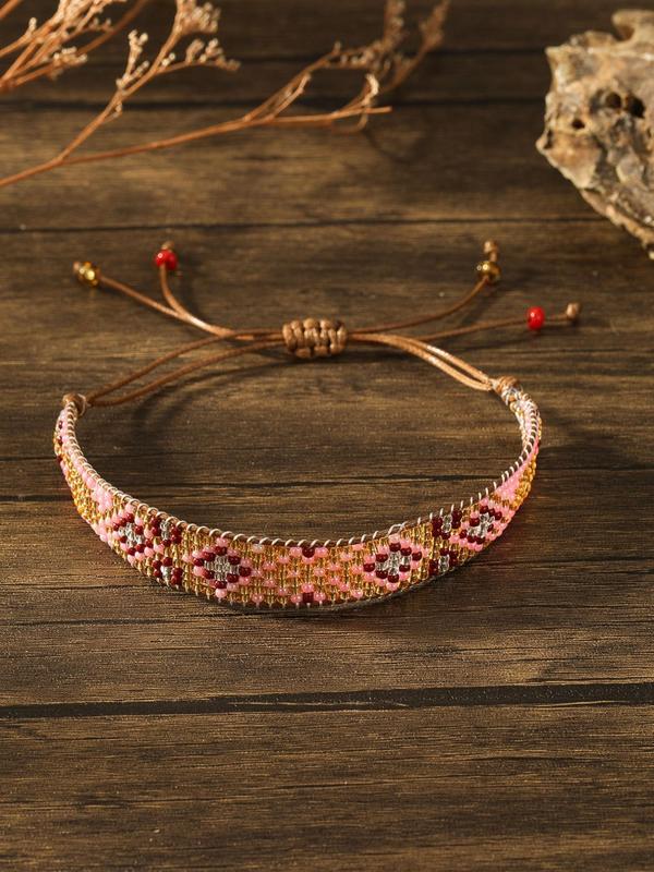 Boho Style Beaded Decor Bracelet, Rice Beads Hand-woven Bracelet, Girls Birthday Gift, Vintage Jewellery for Women & Men, Fashion Accessories for Daily Wear