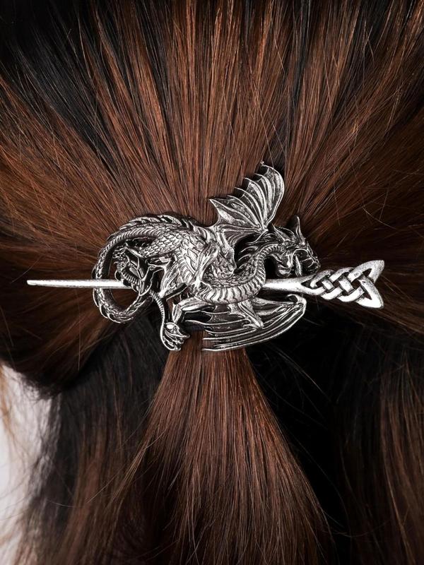 Vintage Style Hair Pin with Dragon Design As Gift, Casual Trendy Animal Shaped Design Hair Pin, Hair Accessories for Party & Daily Use