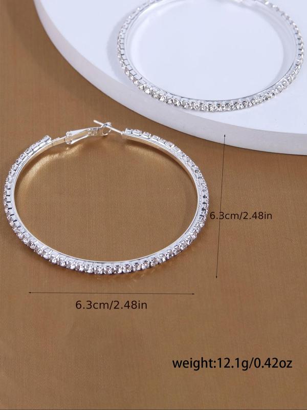 Women's Elegant Rhinestone Decor Hoop Earrings, 1 Pair Fashion Glittering Hoop Earrings for Party, Daily Decor, Trendy All-match Luxury Jewelry As Birthday Gift for Women & Girls