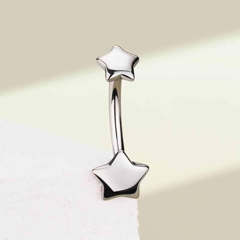 Oufer Titanium Internally Threaded Cute Star Belly Button Ring 14G