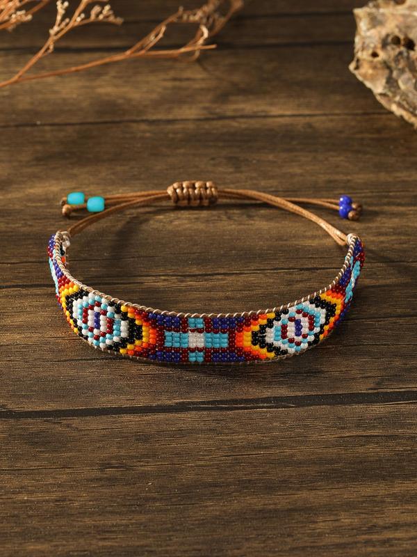 Boho Style Beaded Decor Bracelet, Rice Beads Hand-woven Bracelet, Girls Birthday Gift, Vintage Jewellery for Women & Men, Fashion Accessories for Daily Wear