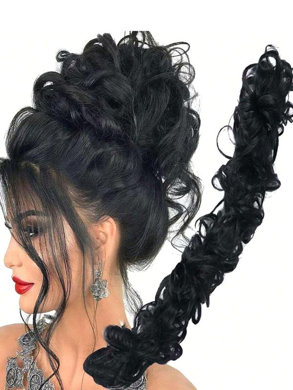 27 Inch Long Curly Hair Bun, Natural Fluffy Hair Bun, Synthetic Hairpiece for Women, Synthetic Hairpiece for Daily & Party Hairstyle Ideas