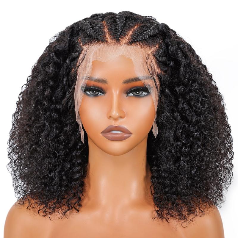 SuperNova Human Hair Curly Short Bob Braided Lace Frontal Wigs 16