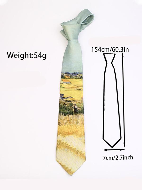 Unisex Street Style Colorblock Oil Painting Print Tie, Casual Trendy Tie for Work & Daily Wear, Fashion Accessories for Men & Women