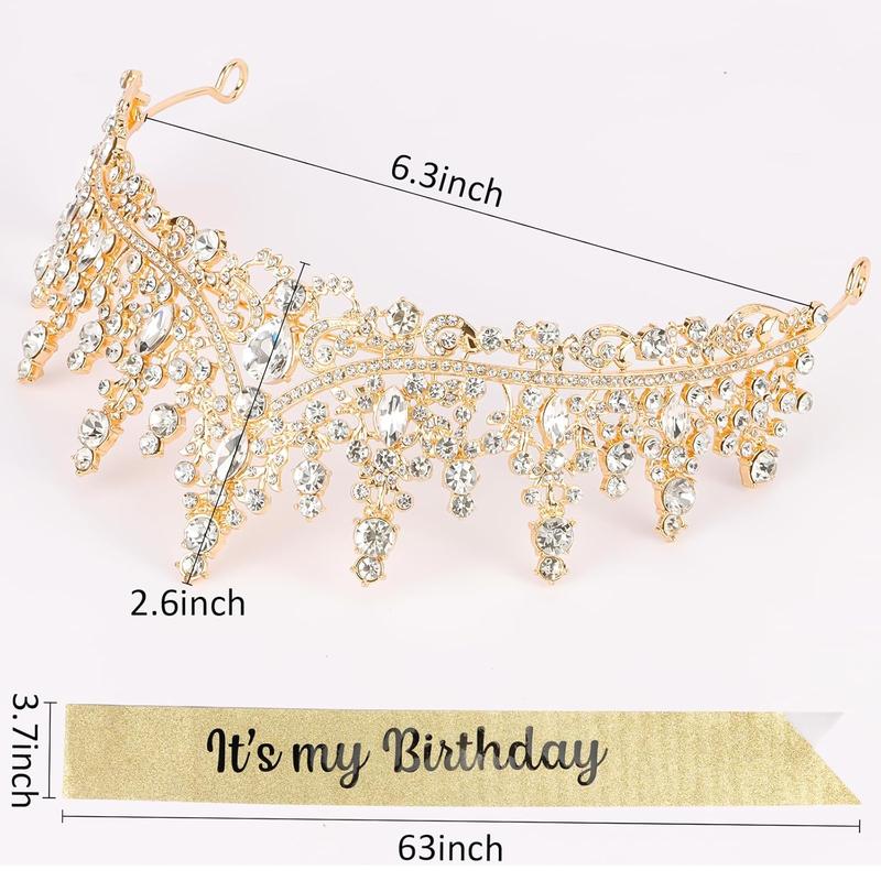 Birthday Crown for Women and It's My Birthday Sash, Birthday Tiaras Set for Girls Happy Birthday Decorations Birthday Headbands Girls Gifts Birthday Accessories for Her Birthday Party ()