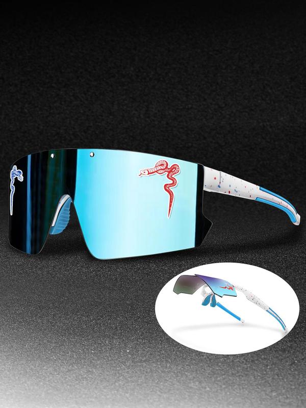 Unisex Sporty Style Wraparound Flat Top Frame Sunglasses, Trendy All-match Sunglasses for Everyday Use, Fashion Versatile Accessories for Outdoor Activities