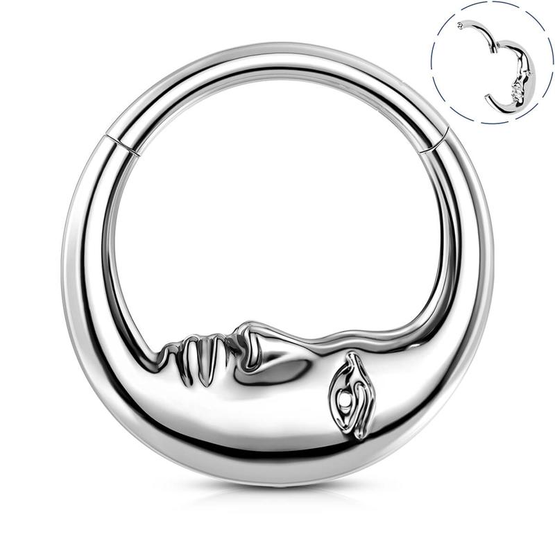 Oufer 16G Moon Face Hinged Segment Titanium Septum Ring