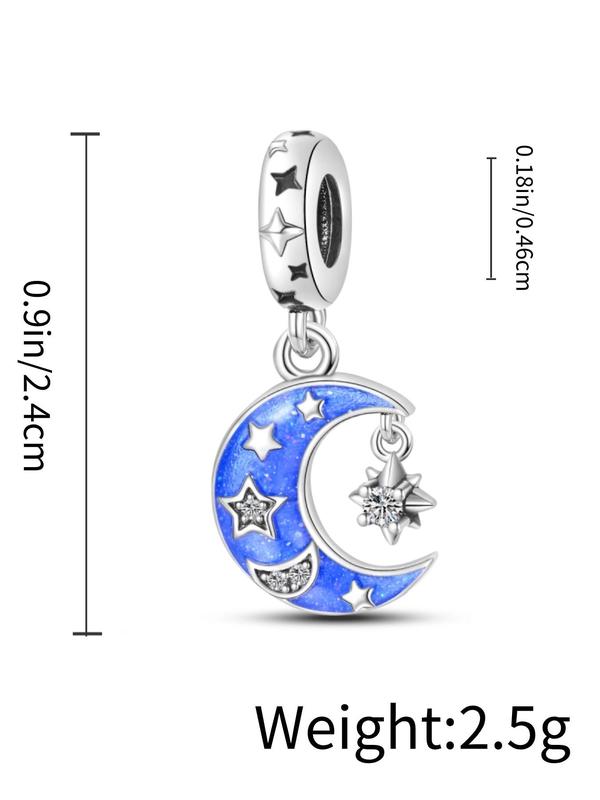 Rhinestone Decor Star & Moon Design Charm, Fashionable Jewelry Making Accessories for Women & Girls, Trendy All-match & Exquisite Jewelry As Gift