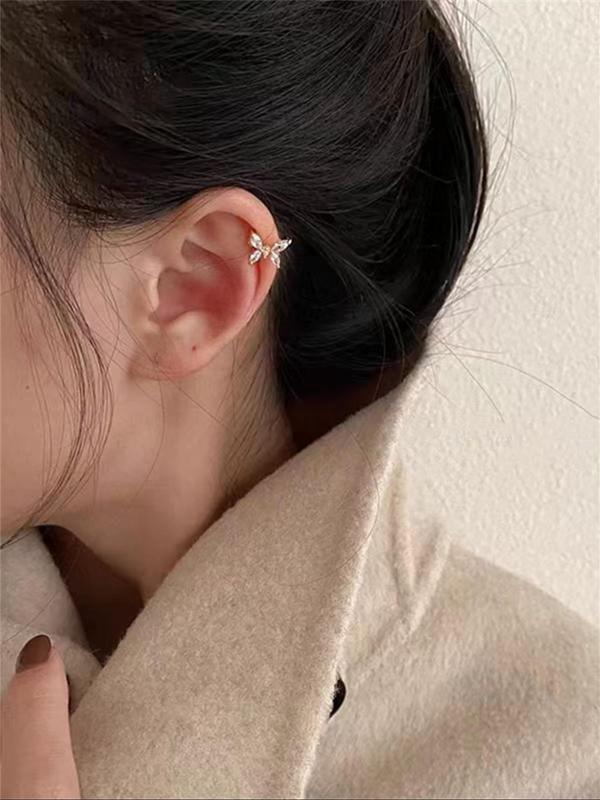 Women's Elegant Rhinestone Decorated Ear Cuff, Exquisite Trendy Ear Cuff, 2024 New Style Fashionable Jewelry for Women for Daily & Party Decoration