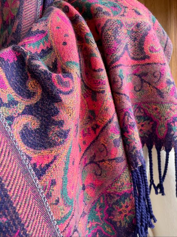 Paisley Print Tassel Decor Scarf, Boho Style Shawl for Women & Men, Fashion Accessories for Daily Wear, Trendy All-match & Exquisite Scarf for Birthday Gift