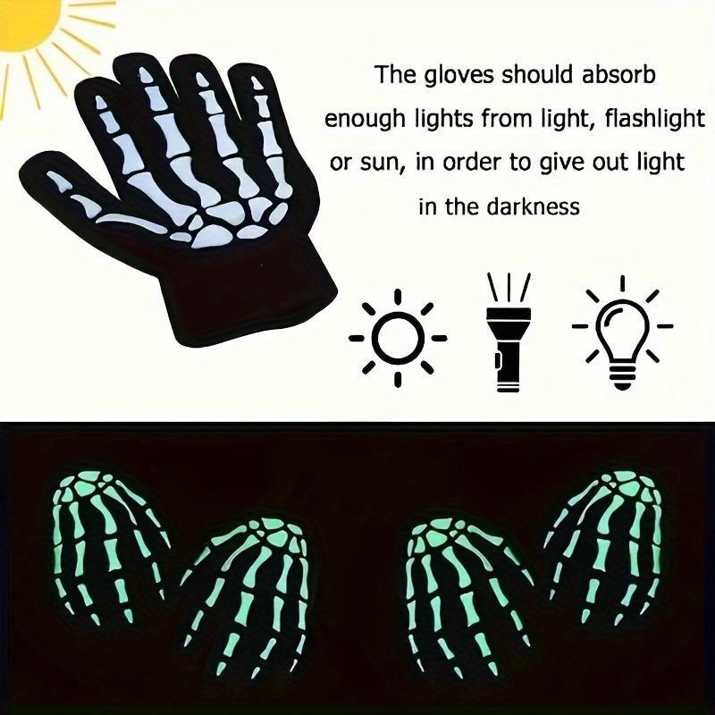 Skeleton Pattern Touch Screen Luminous Gloves, 1 Pair Outdoor Cycling Warm Knit Gloves, Sports & Outdoor Accessories for Women & Men