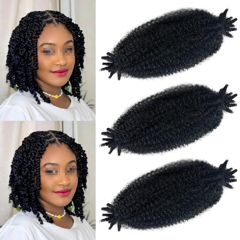 3 Packs Twist Braiding Hair, 12 Inch Pre-Separated Springy Afro Twist Hair Kinky Twist Crochet Hair Braids for Distressed Soft Locs Spring Twist Hair for Women (12 Inch (Pack of 3), 1B)