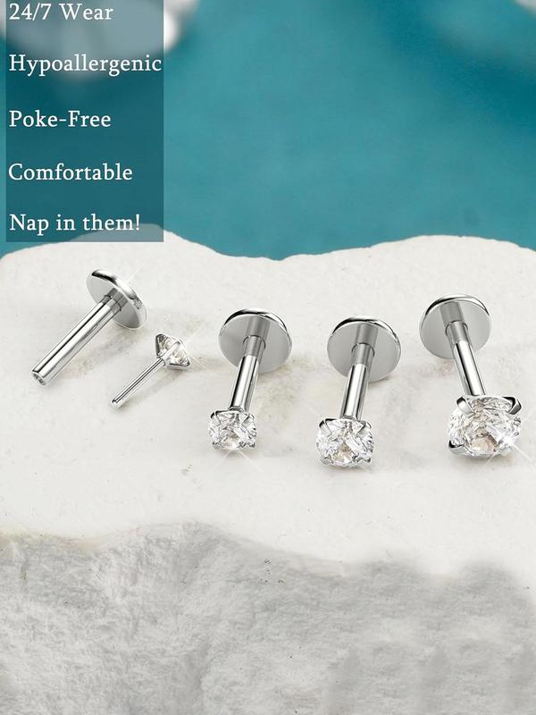 Rhinestone Decor Nose Studs, Stainless Steel Nose Rings, Body Piercing Jewelry for Women & Men, Trendy All-match & Exquisite Jewelry for Birthday Gift