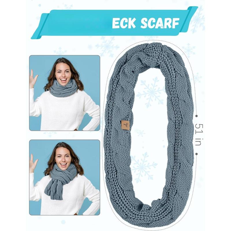 Winter Hat Scarf Gloves and Ear Warmer, Warm Knit Beanie Hat Touch Screen Gloves Set Winter Gifts  Scarves for Women