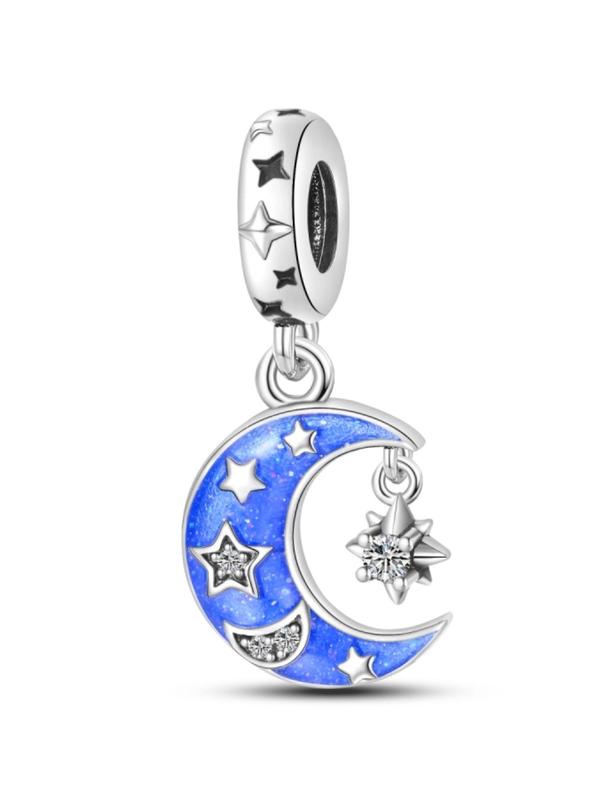 Rhinestone Decor Star & Moon Design Charm, Fashionable Jewelry Making Accessories for Women & Girls, Trendy All-match & Exquisite Jewelry As Gift