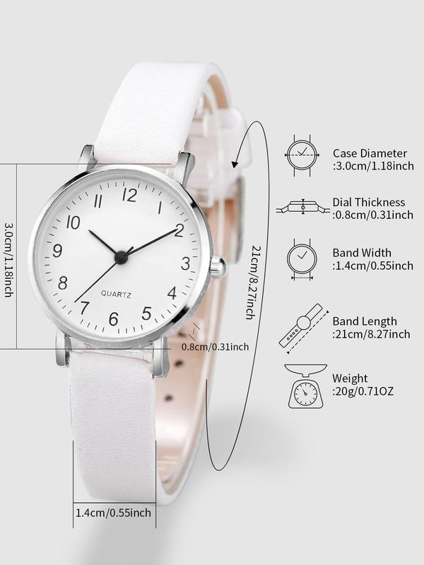 Women's Fashion Simple Round Dial Quartz Watch (2pcs), with Adjustable Bracelet, without Box, Analog-digital Watch for Party, Daily Clothing Decor, Trendy All-match & Exquisite Watch for Birthday Gift