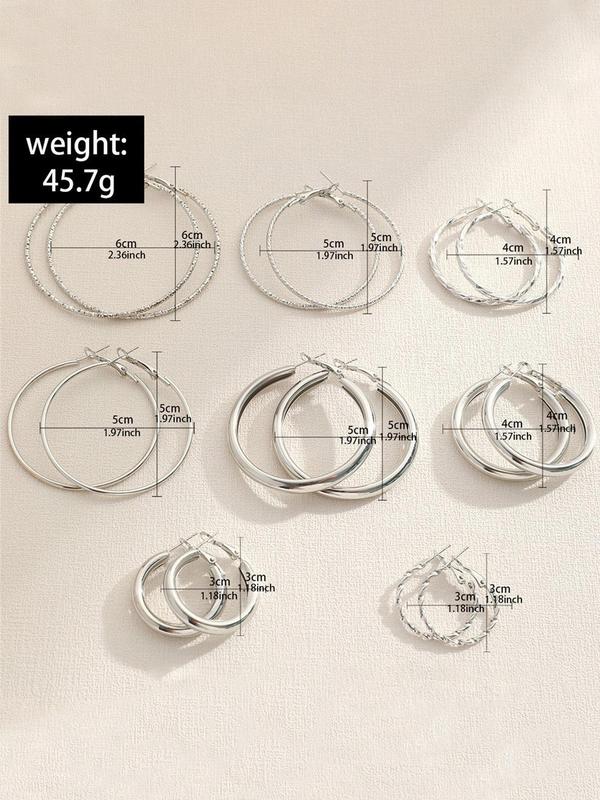 Women's Elegant Twist Design Hoop Earrings, 8 Pairs Trendy Exquisite Hoop Earrings, Chic All-match Vintage Jewelry As Gift for Girlfriend