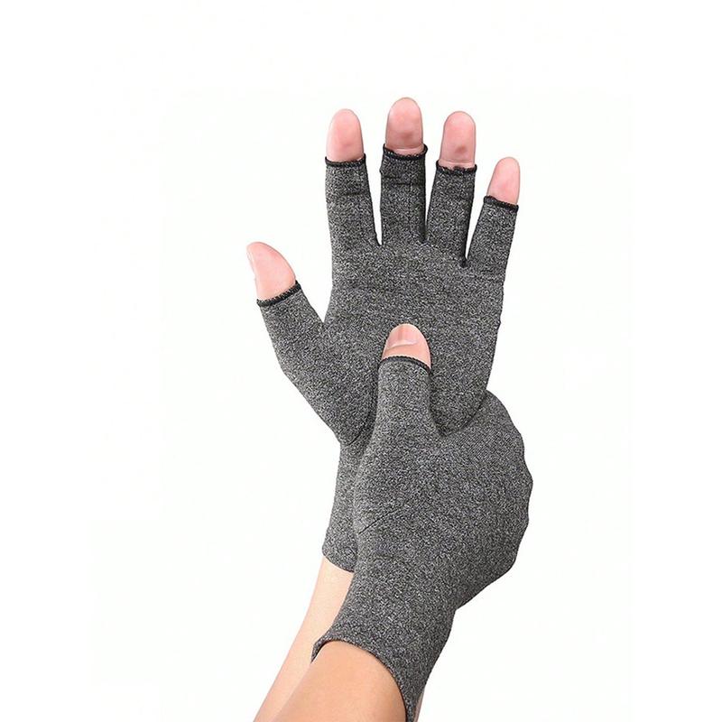 1 Pair Soft and Comfortable Unisex Arthritis Gloves Grey Fingerless Gloves Warm Elastic Knit Gloves for Women & Men