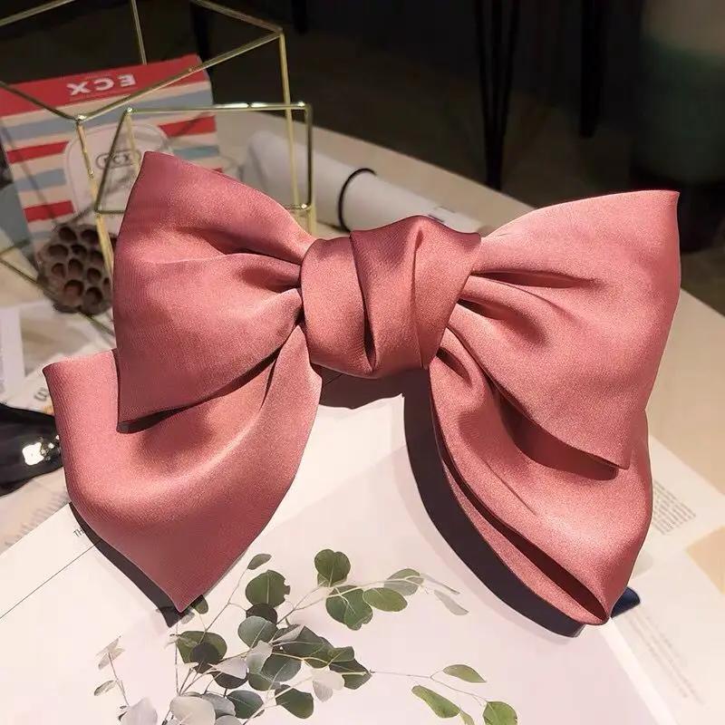 Women's Chiffon Bow Hair Clip - Large Bowknot Stain Hairpin Barrettes - Solid Color Ponytail Clip - Velcro Bow - Hair Accessories Headwear Gift velcro  bows