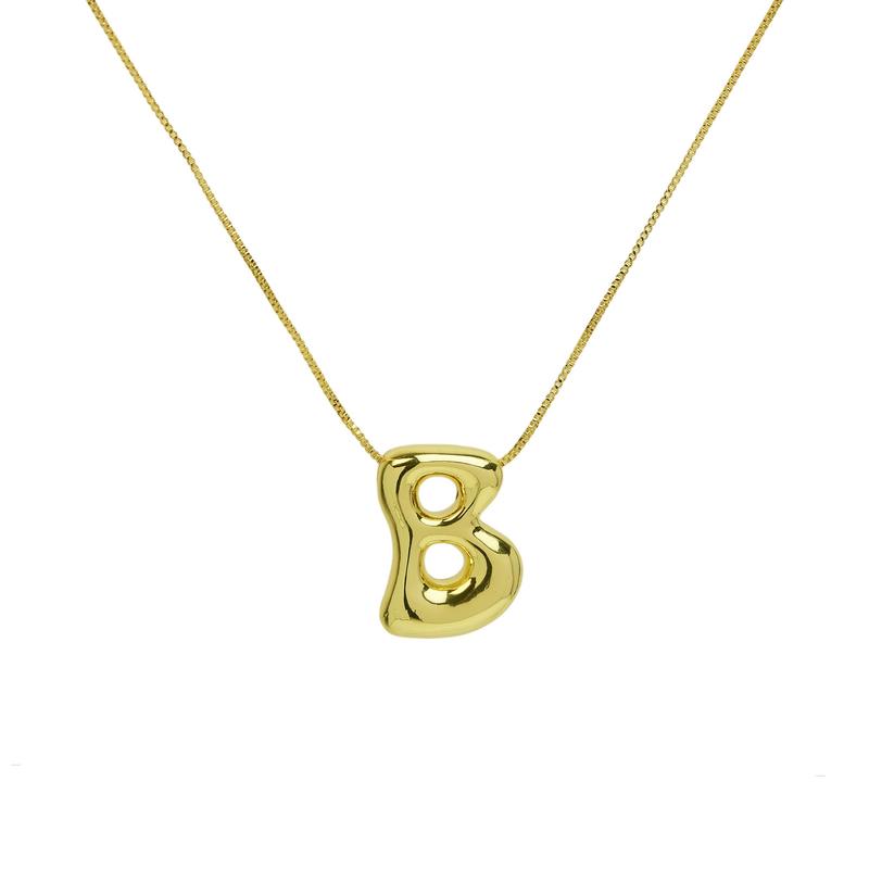 Hot selling brass smooth balloon bubble cute chubby 26 English letter pendant necklace