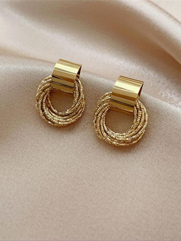 Temperament Stylish Layered Round Design Dangle Earrings (1 Pair), Fashionable Jewelry for Women, Trendy Accessories for Party and Daily Life