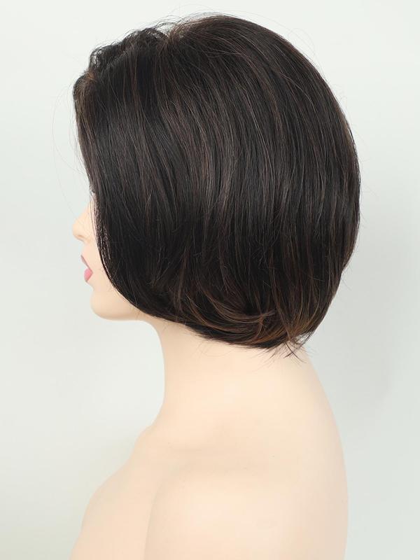 Short Straight Bob Wigs for Women, Gorgeous Fluffy Wigs with Side Swept Bangs, Synthetic Full Machine Wigs for Party, Daily Use