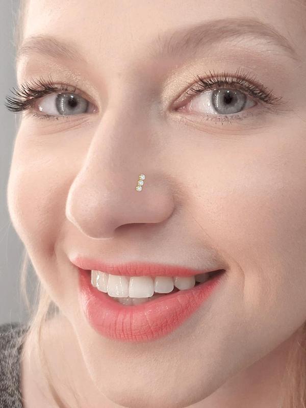 Rhinestone Decor Nose Ring, Mixed Shape Nose Piercing Jewelry for Women & Men, Fashion Jewelry for Party, Daily Clothing Decor, Trendy All-match & Exquisite Jewelry for Birthday Gift