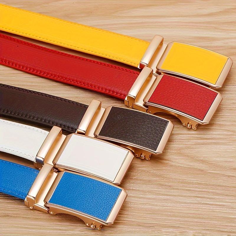 Golden Automatic Buckle Belt Men and Women Universal Fashion Casual Belts Red Blue Green Black White Cinturon Female Waistband