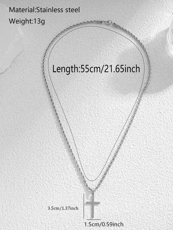 Stainless Steel Cross Pendant Necklace for Men & Women, Fashion Jewelry for Party, Daily Decor, Trendy All-match & Exquisite Jewelry for Birthday Gift