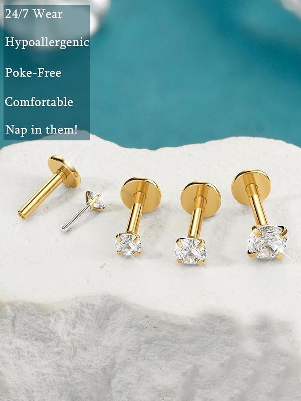 Rhinestone Decor Nose Studs, Stainless Steel Nose Rings, Body Piercing Jewelry for Women & Men, Trendy All-match & Exquisite Jewelry for Birthday Gift