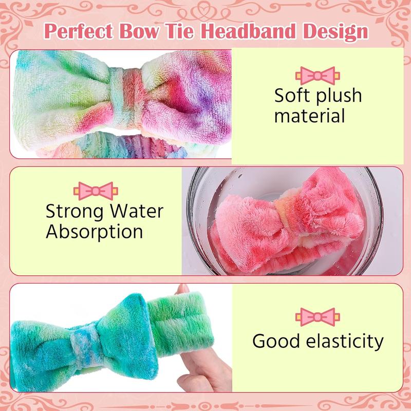 Skincare Headband, Spa Headband, Makeup Headband, Headband for Washing Face, Gift for Teen Girls, 6pcs, Tie Dye Color Microfiber Headband, Elastic Headband for Woman, Girls