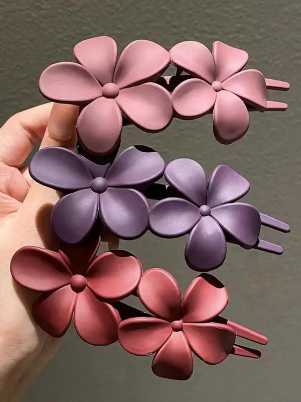 2024 New Style Double Flower Design Hair Clips, Elegant Hair Accessories for Women & Girls, Minimalist Headwear Suitable for Thick Hair, Hairstyles Ideas for Girls