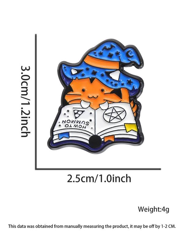 Cute Magic Cat Design Brooch, Book Design Enamel Pin Suitable for Backpacks, Jeans, Scarves, Hats Decoration, Trendy All-match Brooch for Birthday Gift