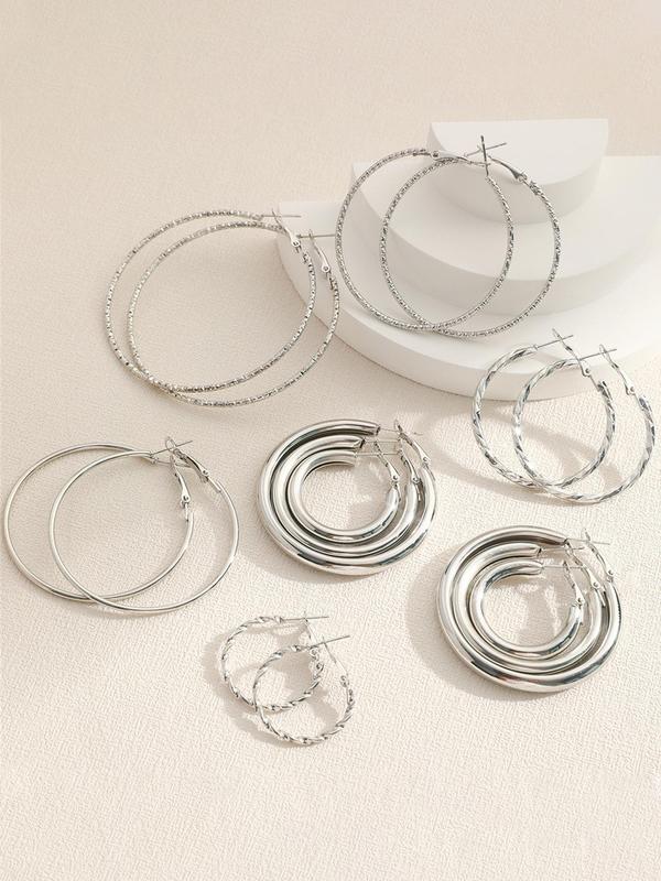 Women's Elegant Twist Design Hoop Earrings, 8 Pairs Trendy Exquisite Hoop Earrings, Chic All-match Vintage Jewelry As Gift for Girlfriend