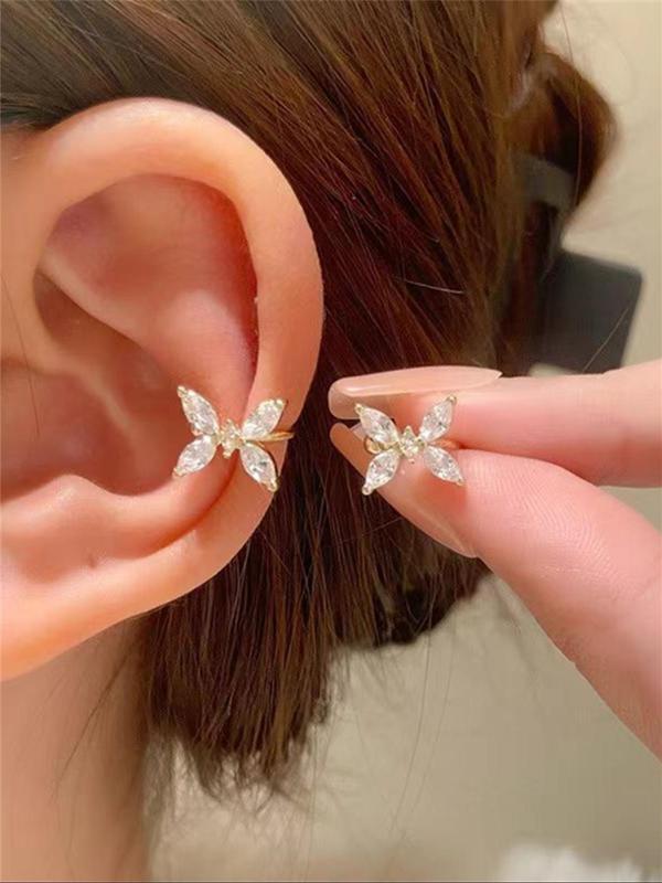 Women's Elegant Rhinestone Decorated Ear Cuff, Exquisite Trendy Ear Cuff, 2024 New Style Fashionable Jewelry for Women for Daily & Party Decoration