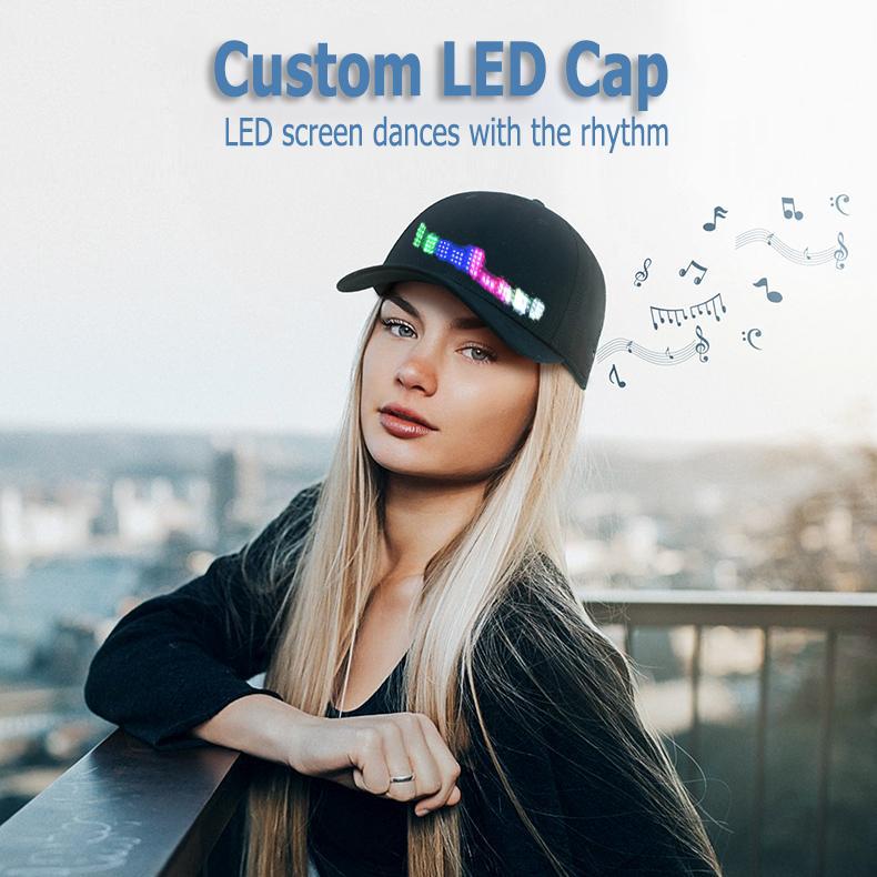 (YOYOWAY) LED Rolling Display Hat, Customized Gif, Picture And Text, Bluetooth App Controlled 2024 Detachable Led Display Baseball Cap BlackFriday