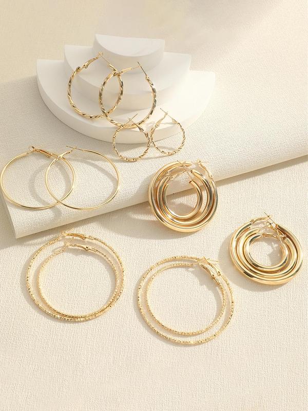 Women's Elegant Twist Design Hoop Earrings, 8 Pairs Trendy Exquisite Hoop Earrings, Chic All-match Vintage Jewelry As Gift for Girlfriend