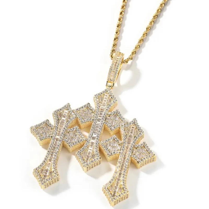 Trio- 9.4 cm Three cross cluster pendant