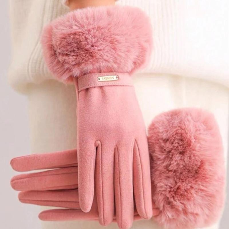 Women's Deerskin Plush Lined Fingerless & Two Fingertips Touchscreen Gloves