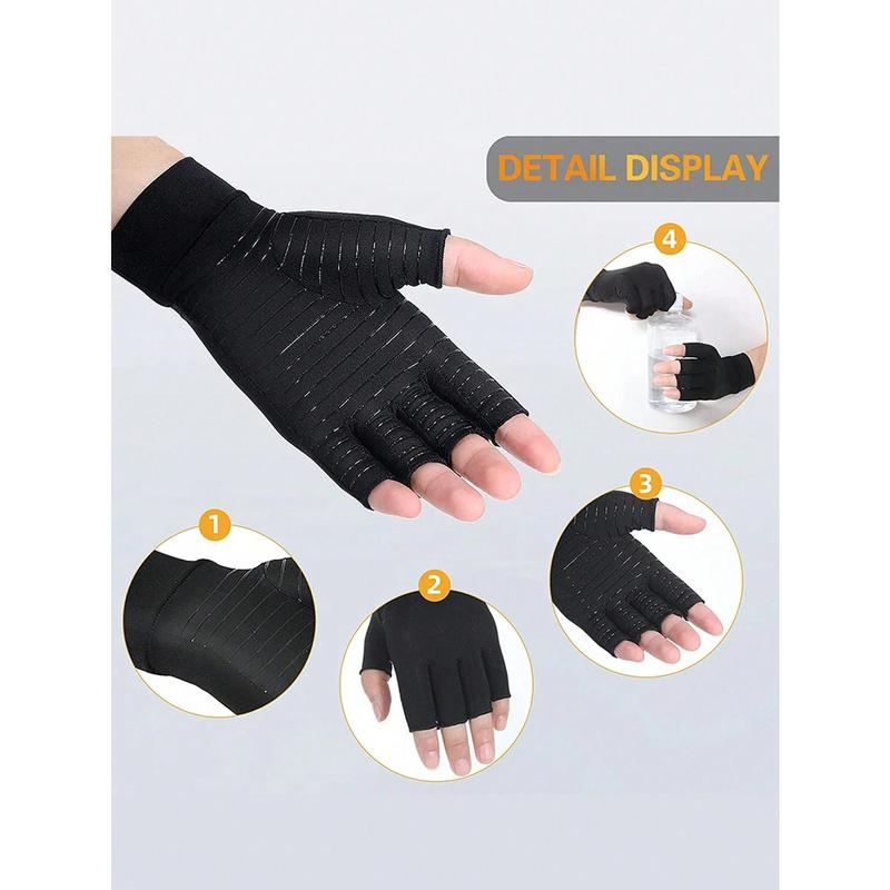 1 Pair Soft and Comfortable Unisex Arthritis Gloves Grey Fingerless Gloves Warm Elastic Knit Gloves for Women & Men