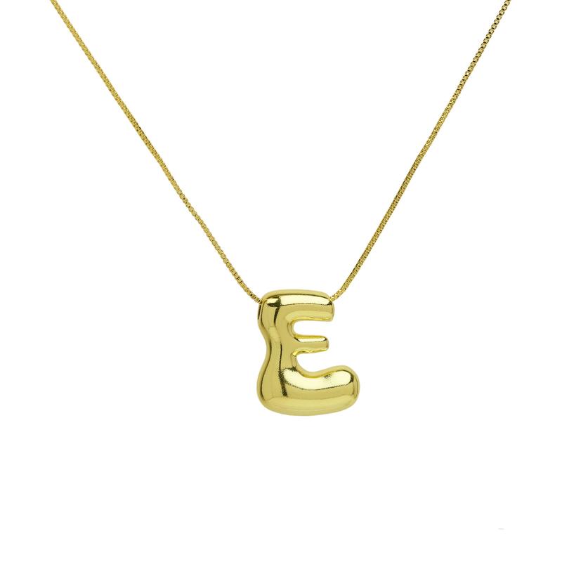 Hot selling brass smooth balloon bubble cute chubby 26 English letter pendant necklace