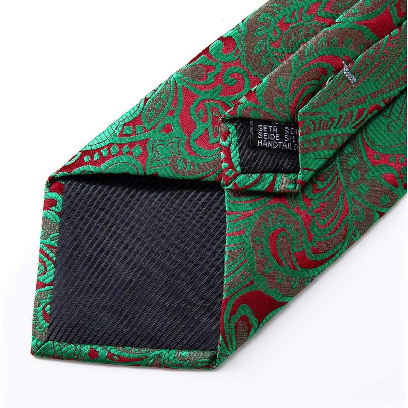 Men's Christmas Tie Silk Woven Jacquard Necktie Set with Pocket Square Cufflinks for Xmas Party Prom