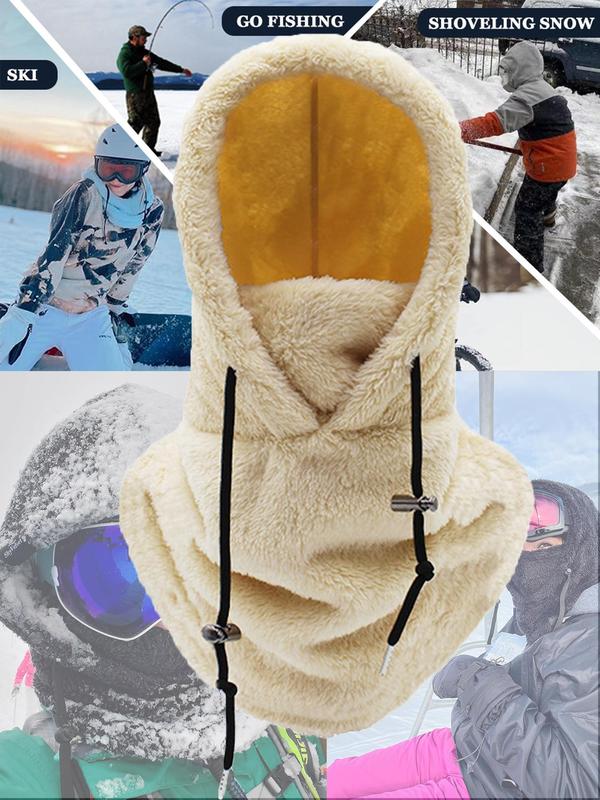 Solid Color Winter Outdoor Cycling Skiing Windproof Mask, Warm Hooded Scarf, Fashion Accessories for Men & Women