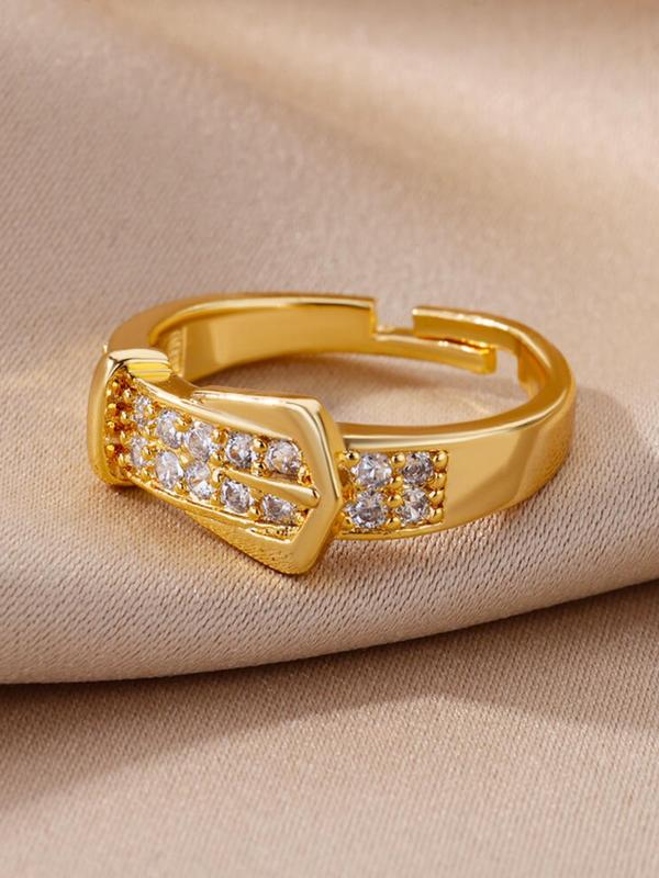 Elegant Rhinestone Decorated Adjustable Ring