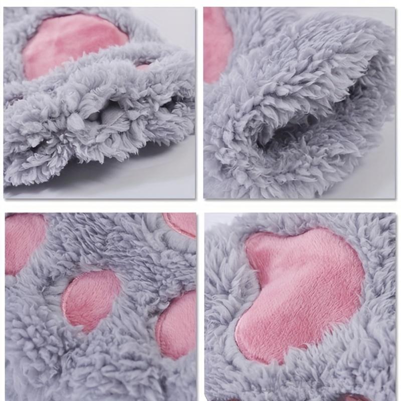 Cute Cat's Paw Plush Gloves Winter Half Finger Warm Cartoon Cat's Paw Gloves Thick Soft Short Touchpad Sensible Gloves