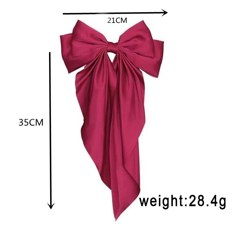 Women's Chiffon Bow Hair Clip - Large Bowknot Stain Hairpin Barrettes - Solid Color Ponytail Clip - Velcro Bow - Hair Accessories Headwear Gift velcro  bows